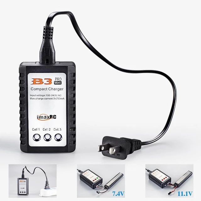 Alt view image 4 of 7 - B3 RC LiPo 2S-3S Battery Balancer Charger 7.4V-11.1V RC Pro Compact Charger B3AC