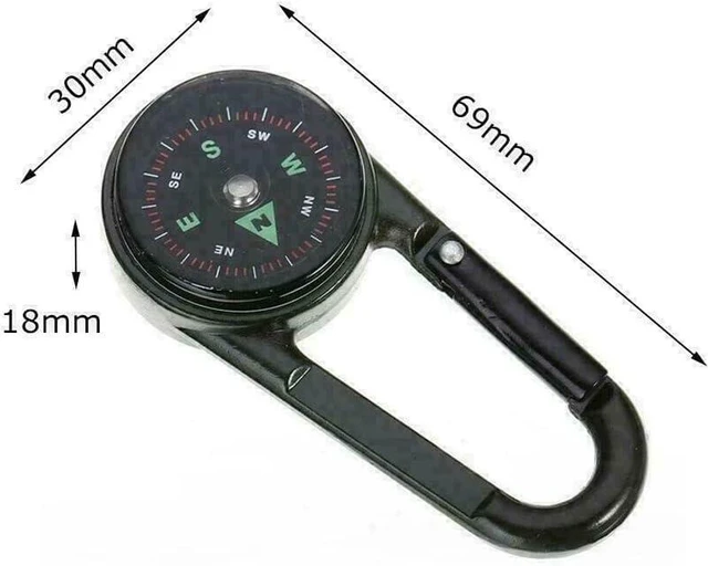 Alt view image 2 of 4 - 3 in 1 Multifunctional Compass Thermometer Hiking Tactical Carabiner Keychain fo