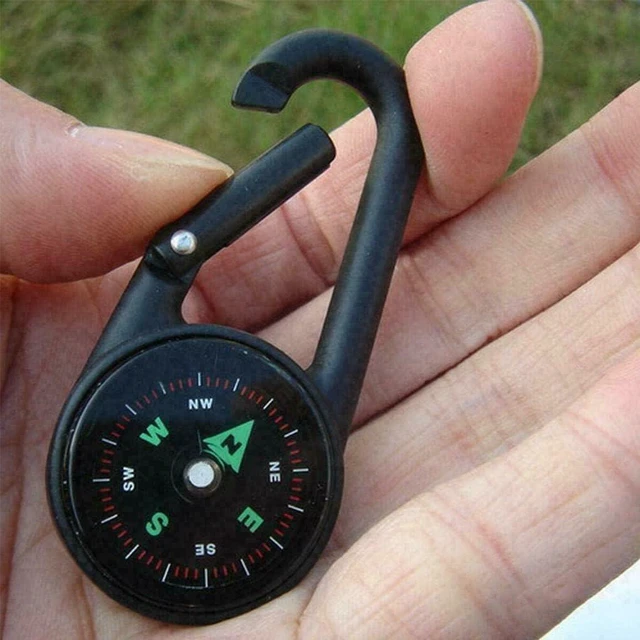Alt view image 3 of 4 - 3 in 1 Multifunctional Compass Thermometer Hiking Tactical Carabiner Keychain fo