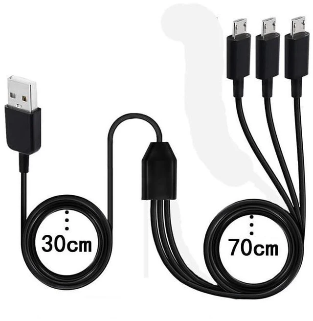 Main image of Micro USB Splitter Cable, 3-in-1 Multi Micro USB Cable Charging Cord, USB to Mic