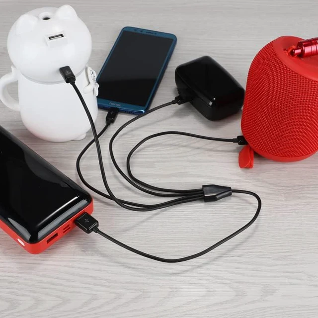 Alt view image 6 of 6 - Micro USB Splitter Cable, 4-in-1 Multi Micro USB Cable Charging Cord, USB to Mic