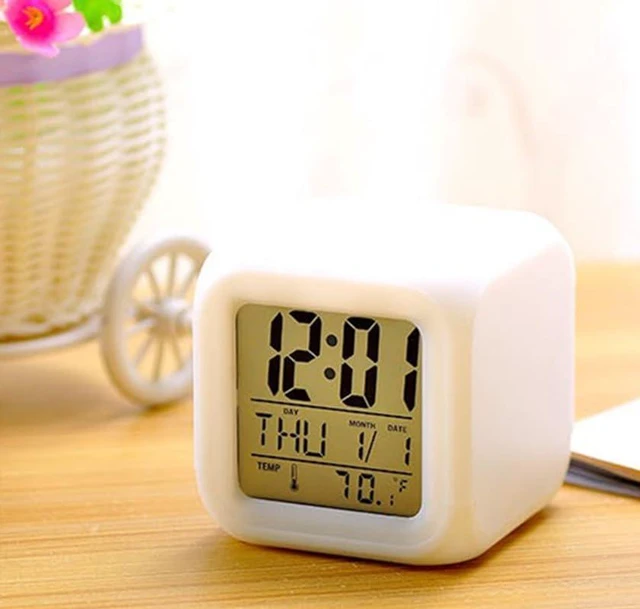 Alt view image 6 of 7 - Digital LED Color Change Alarm Clock, Multi-Functional Calendar Temperature Disp