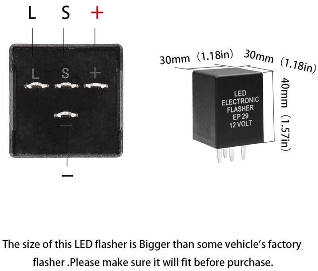 Alt view image 3 of 5 - LED Electronic Flasher Relay 12 Volt 4Pin Turn Signal Bulbs Hyper Flash EP29