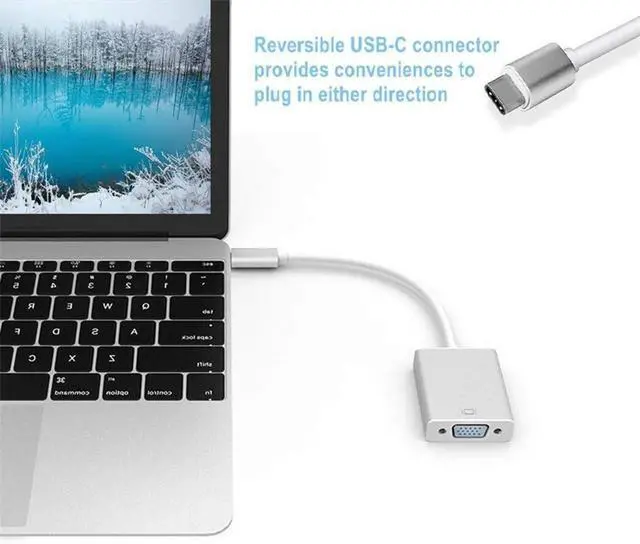 Alt view image 4 of 6 - USB C to VGA Adapter for Monitor 1080P, VGA to USB C Adapter Cable for Surface p