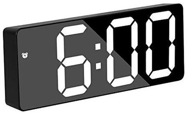 Main image of Digital Alarm Clock for Bedroom, Mirror Surface LED Electronic Clocks, Adjustabl