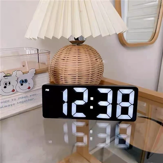 Alt view image 4 of 4 - Digital Alarm Clock for Bedroom, Mirror Surface LED Electronic Clocks, Adjustabl