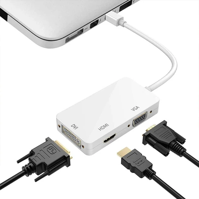 Alt view image 3 of 4 - Mini DP DisplayPort to HDMI VGA DVI Adapter Cable 3 in 1 Thunderbolt for MacBook