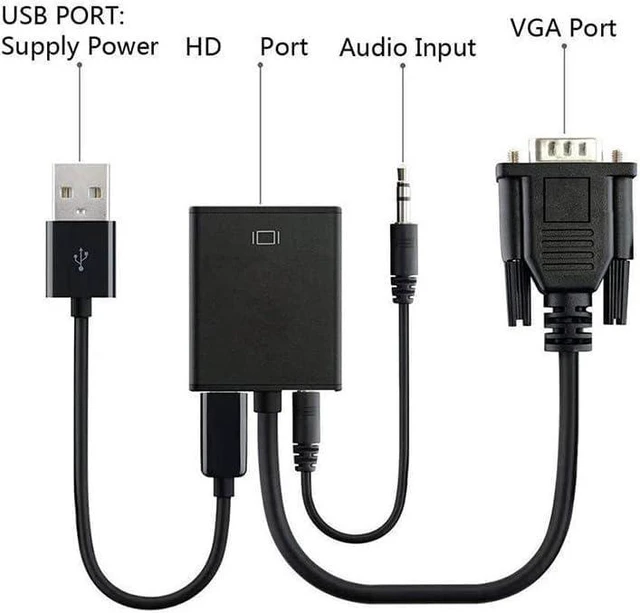Alt view image 2 of 5 - VGA to HDMI Adapter, Audio Support 1080P Resolution VGA to HDMI Adapter(Male to