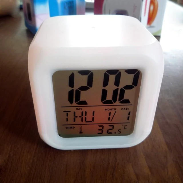 Alt view image 5 of 7 - Digital LED Color Change Alarm Clock, Multi-Functional Calendar Temperature Disp