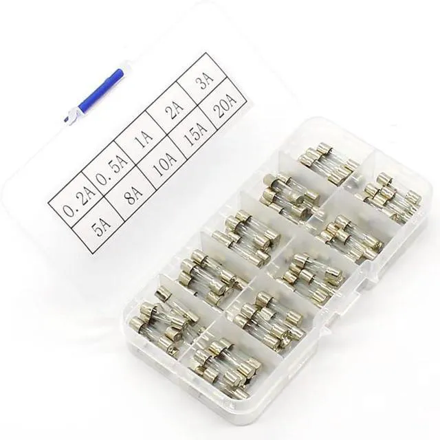 Alt view image 2 of 5 - 100Pcs Glass Fuse Fine Fuses Assortment Car Glass Tube Fuses 0.2A-20A, 5x20mm, S
