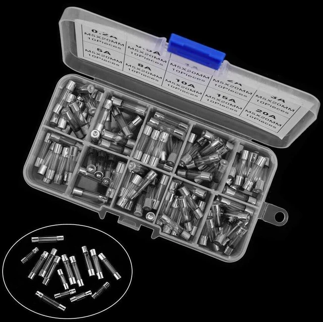 Alt view image 5 of 5 - 100Pcs Glass Fuse Fine Fuses Assortment Car Glass Tube Fuses 0.2A-20A, 5x20mm, S