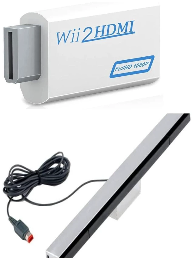 Main image of Wii to HDMI Converter + Wired Motion Sensor Bar, Replacement Wired Infrared Ray