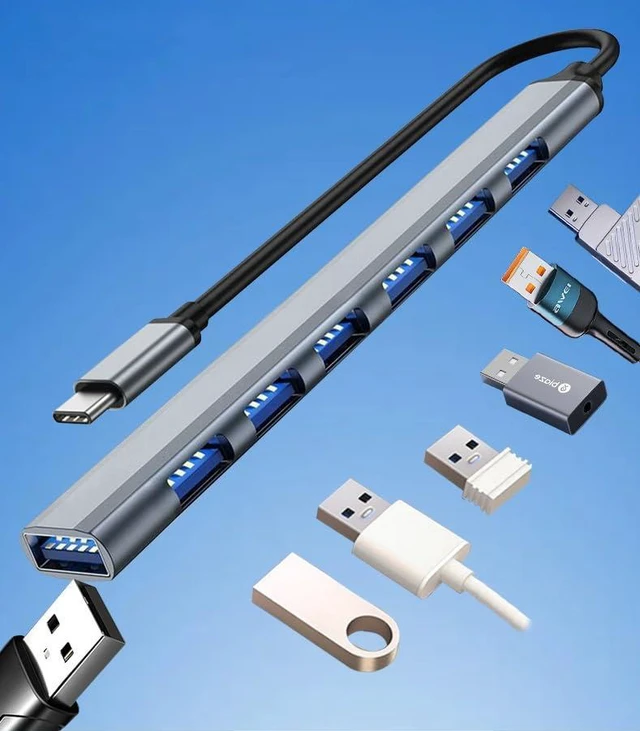 Alt view image 3 of 4 - USB C Hub 3.0 with 7 Ports, Aluminium USB C to USB Hub 3.0 USB Splitter for Mac