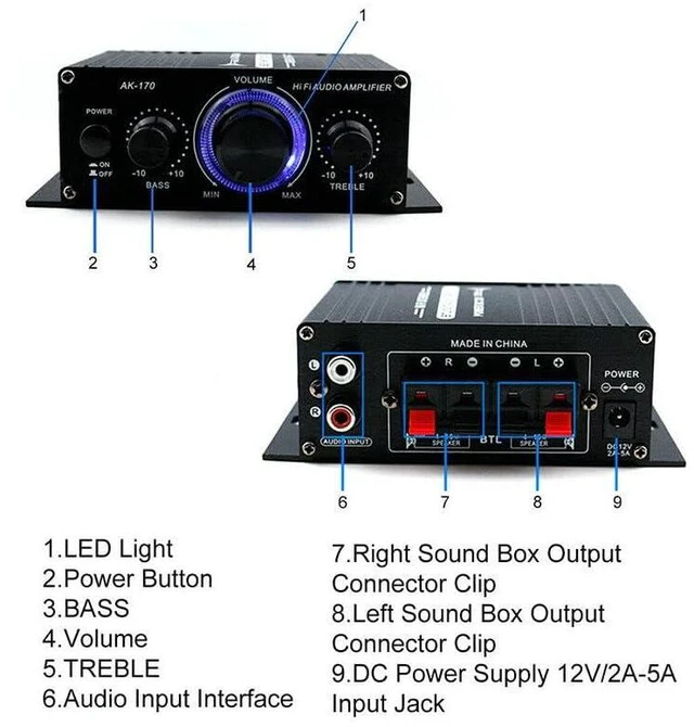 Alt view image 6 of 6 - 12V 400W Aluminum HiFi Audio Amplifier Car Stereo Mini Power Amplifier, Stereo A