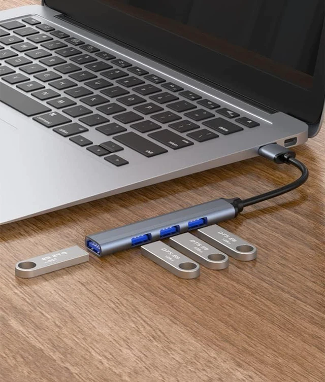 Alt view image 2 of 6 - Hub USB C 3.0 to USB Adapter, 4 Port USB Hub with 1*USB 3.0 and 3*USB 2.0, Type-
