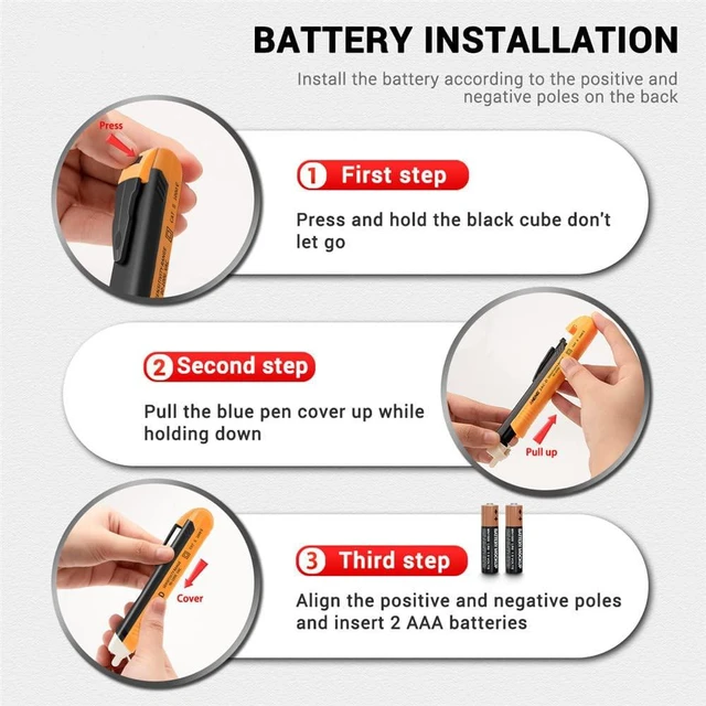 Alt view image 5 of 6 - Voltage Tester Contactless AC 90-1000V CAT 3 Phase Tester LED Test Pen Current T
