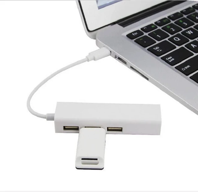 Alt view image 3 of 6 - USB C to 3 x USB A and RJ45 Ethernet LAN Adapter Hub Cable Mac USB-C Network for