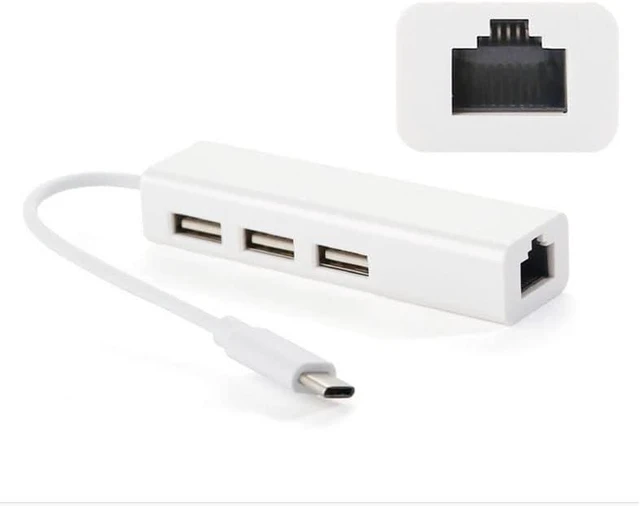 Alt view image 5 of 6 - USB C to 3 x USB A and RJ45 Ethernet LAN Adapter Hub Cable Mac USB-C Network for