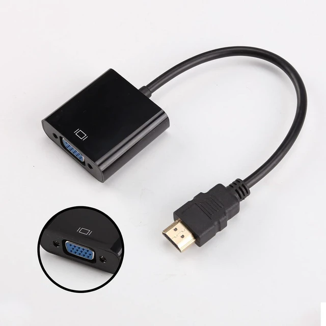 Alt view image 2 of 4 - 1080P HDMI to VGA Converter Adapter VGA Female Video 3.5mm Audio Cable for PC La