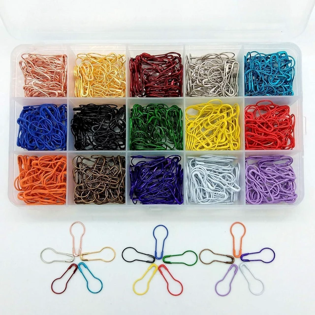 Main image of 750 Pieces Pear Pins Metal Safety Pins, 15 Colors Mini Pear Shape Safety Pins, C