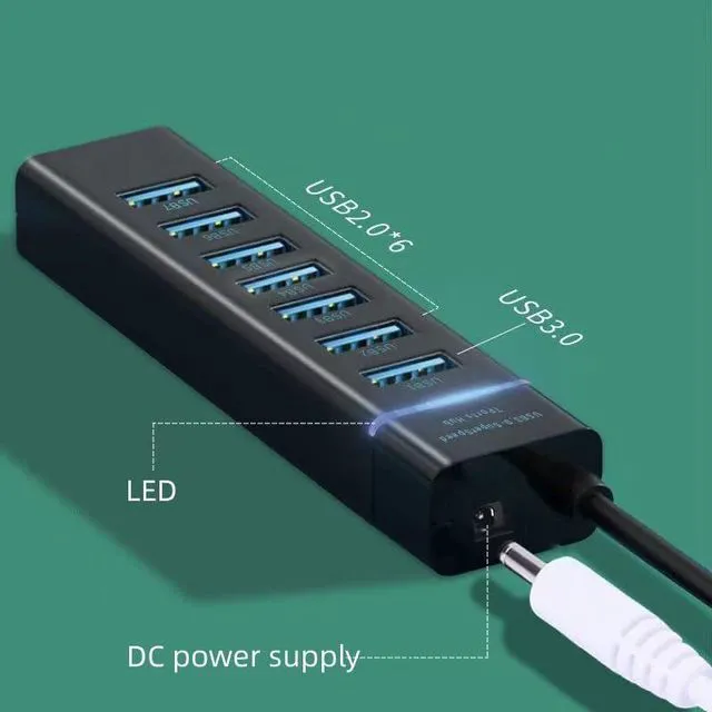 Alt view image 5 of 7 - USB 3.0 Hub, 7-Port USB Data Hub Splitter for Laptop, PC, MacBook, Mac Pro, Mac