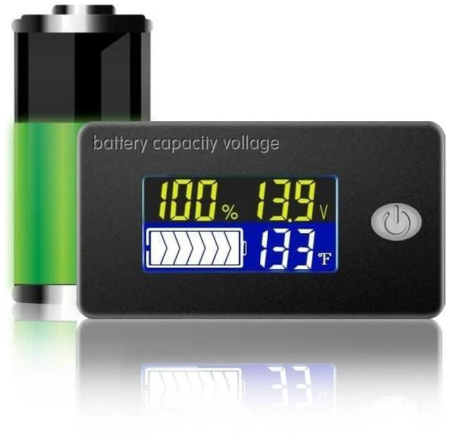 Alt view image 2 of 6 - Universal Digital Voltmeter Battery Capacity Display Temperature Meter LCD 12V T