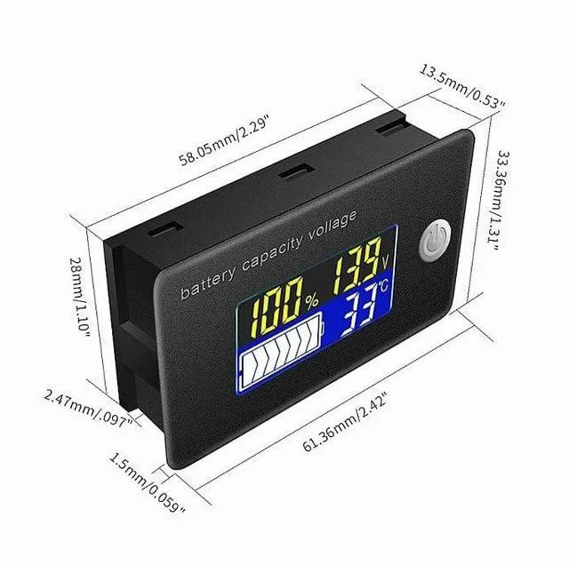 Alt view image 3 of 6 - Universal Digital Voltmeter Battery Capacity Display Temperature Meter LCD 12V T
