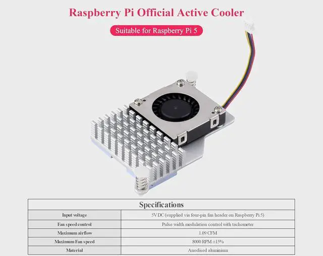 Alt view image 2 of 6 - Official Pi 5 Active Cooler Compatible with Raspberry Pi 5