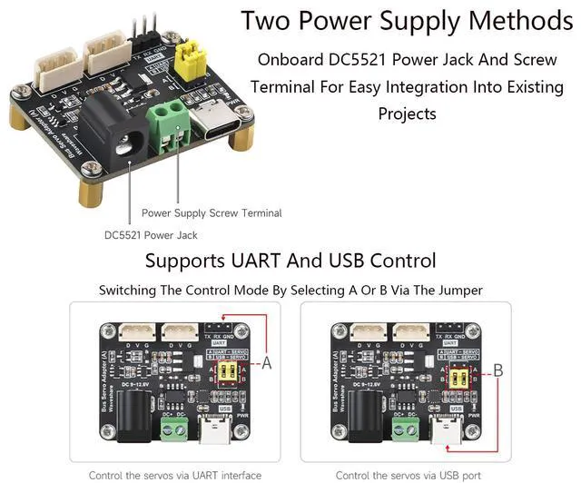 Alt view image 3 of 7 - Serial Bus Servo Driver Board, Support 253 ST/SC Serial Bus Servos