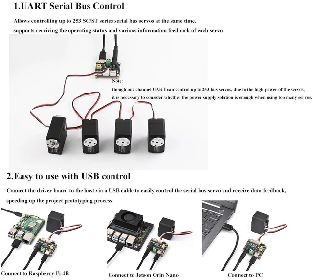 Alt view image 2 of 7 - Serial Bus Servo Driver Board, Support 253 ST/SC Serial Bus Servos