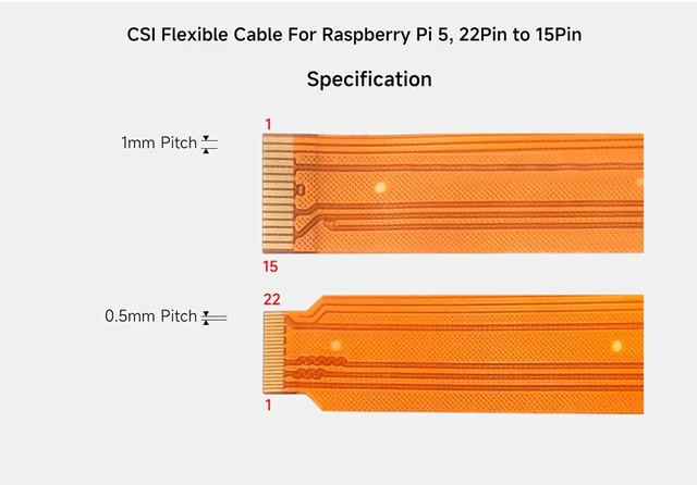 Alt view image 3 of 6 - 2PCS CSI Camera FPC Flexible Cable for RPi 5, 22Pin to 15Pin, 0.5M Length