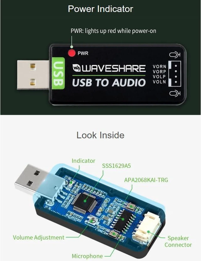 Alt view image 4 of 7 - USB Sound Card with 8 5W Speaker for Raspberry Pi/Jetson Nano