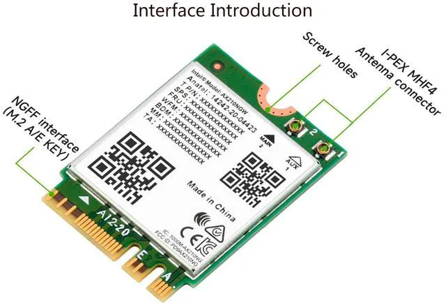 Alt view image 6 of 7 - Wireless AX210 NIC, Gigabit Tri-Band Wi-Fi 6E, 802.11AX, Bluetooth 5.2