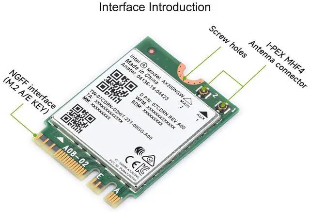 Alt view image 5 of 7 - Wireless AX200 NIC, Gigabit Dual-Band Wi-Fi 6, 802.11AX Standard, Bluetooth 5.2,