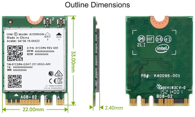 Alt view image 7 of 7 - Wireless AX200 NIC, Gigabit Dual-Band Wi-Fi 6, 802.11AX Standard, Bluetooth 5.2,