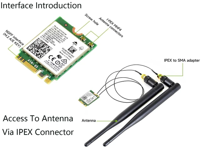Alt view image 5 of 7 - Dual-Band Wireless-AC8265NGW Wireless-AC NGFF WiFi Adapter with Bluetooth 4.2, 2