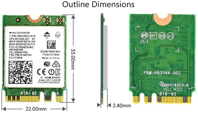 Alt view image 7 of 7 - Dual-Band Wireless-AC8265NGW Wireless-AC NGFF WiFi Adapter with Bluetooth 4.2, 2