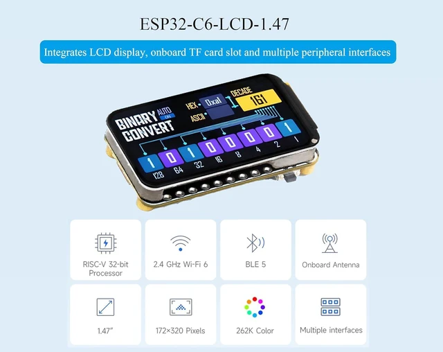 Alt view image 2 of 7 - ESP32-C6 1.47inch Display Development Board, 172×320, ESP32 with Display