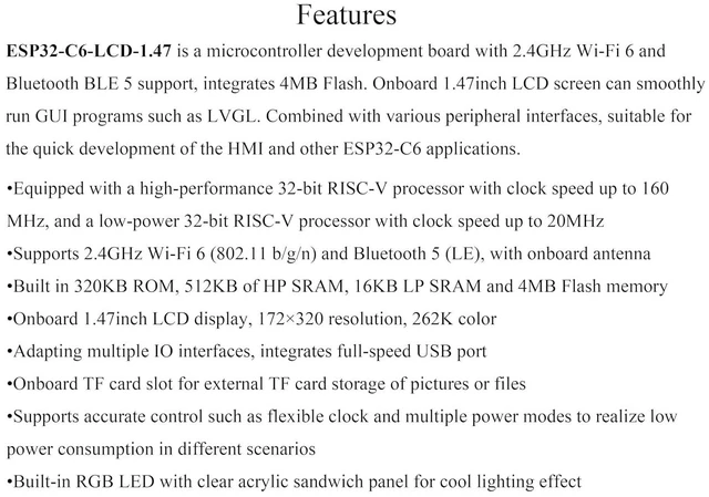 Alt view image 3 of 7 - ESP32-C6 1.47inch Display Development Board, 172×320, ESP32 with Display