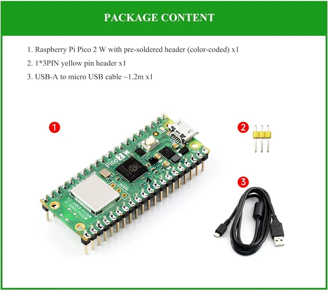 Alt view image 2 of 7 - with ColorCoded Pre-Soldered Header,Compatible with Raspberry Pi Pico 2 W