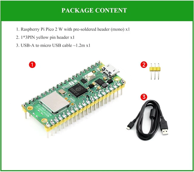 Alt view image 2 of 7 - Pico 2 W with Soldered Header Compatible with Raspberry Pi Pico 2 W Board