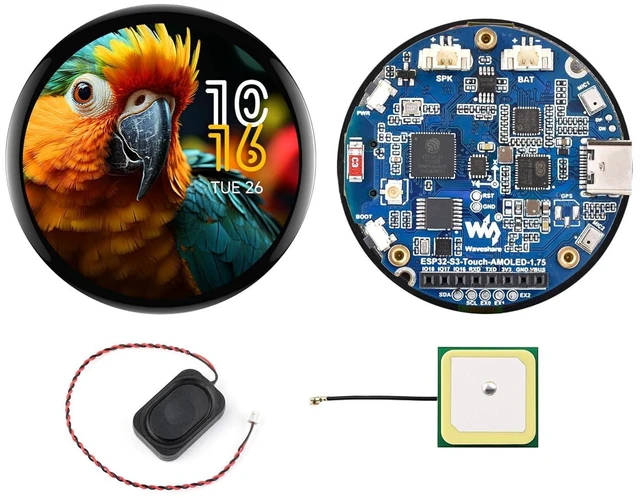 Main image of ESP32-S3 1.75inch AMOLED Round Touch Display Development Board, 466×466, QSPI In