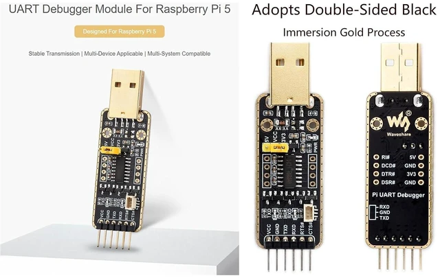 Alt view image 2 of 7 - USB to UART Debugger Module for Raspberry Pi 5, Type-A Port, Onboard UART Connec
