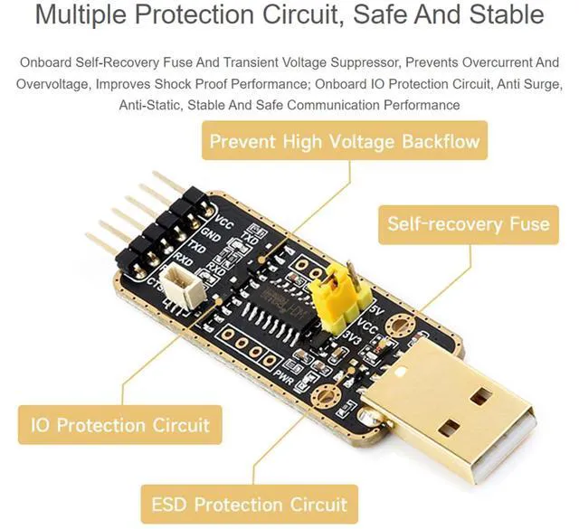 Alt view image 6 of 7 - USB to UART Debugger Module for Raspberry Pi 5, Type-A Port, Onboard UART Connec