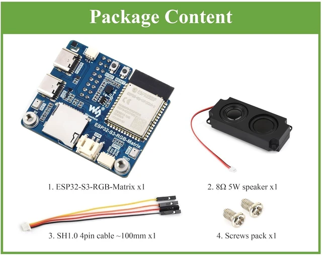 Alt view image 2 of 7 - ESP32-S3 RGB Matrix Driver Board, Onboard Dual Microphones Array, Supports 2.4 G