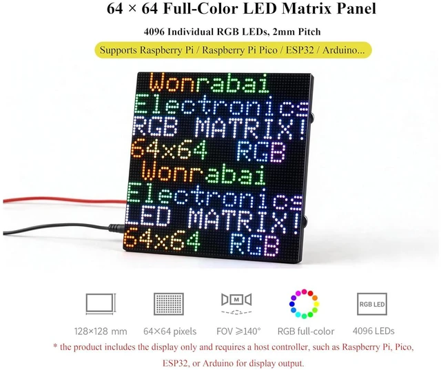 Alt view image 2 of 7 - 64 x 64 4096 RGB Full Color LED Matrix Panel, 2mm Pitch, Display Text/Colorful I