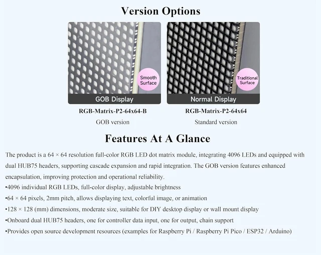 Alt view image 3 of 7 - 64 x 64 4096 RGB Full Color LED Matrix Panel, 2mm Pitch, Display Text/Colorful I