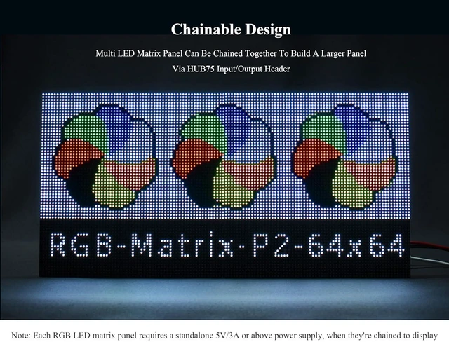 Alt view image 6 of 7 - 64 x 64 4096 RGB Full Color LED Matrix Panel, 2mm Pitch, Display Text/Colorful I