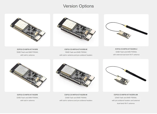 Alt view image 6 of 7 - ESP32-C5 Wi-Fi 6 Development Board, ESP32-C5-WROOM-1 Module, 32MB Flash+8MB PSRA