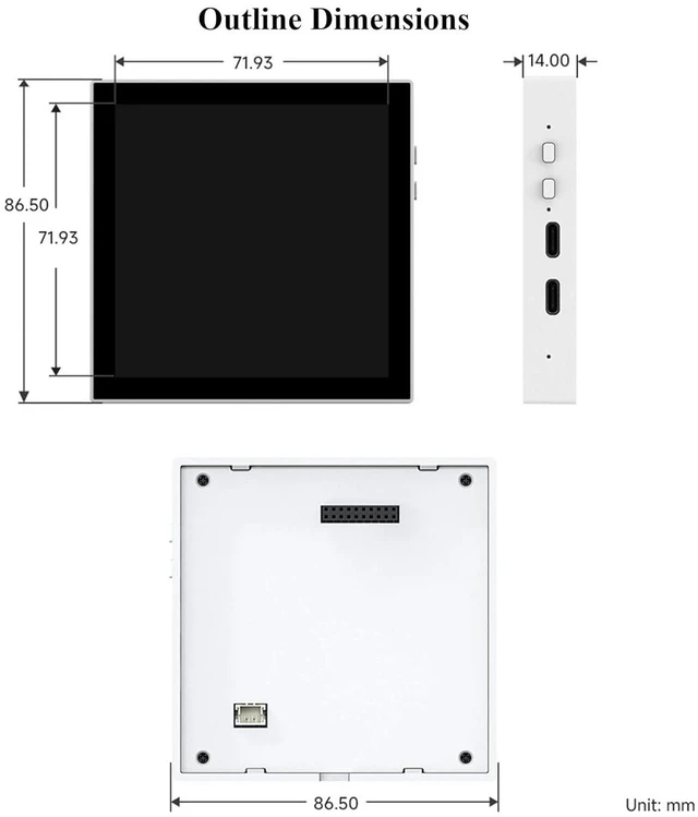 Alt view image 6 of 7 - AI ESP32-S3 Smart 86 Box Development Board, 4inch 480 x 480 Touch Display